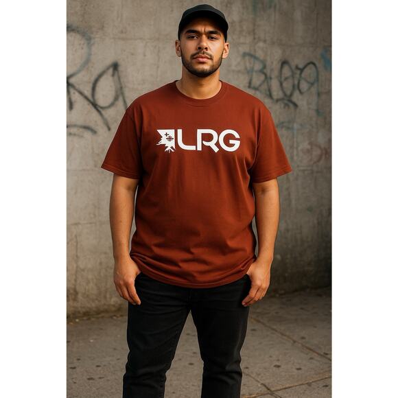 LRG Logo T-Shirt 3XL Rust Brown Graphic Tee Lifted Research Group NWT - Picture 1 of 10